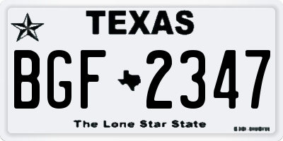 TX license plate BGF2347