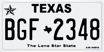 TX license plate BGF2348