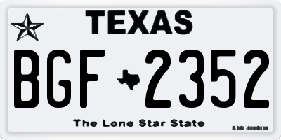 TX license plate BGF2352