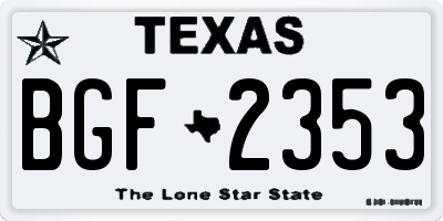 TX license plate BGF2353