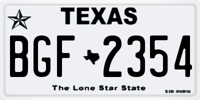 TX license plate BGF2354