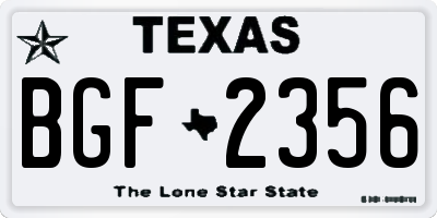 TX license plate BGF2356