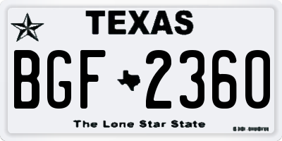 TX license plate BGF2360