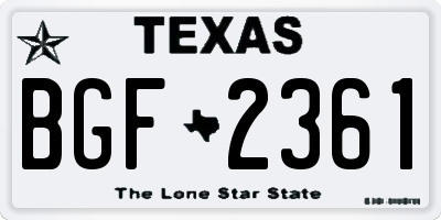 TX license plate BGF2361