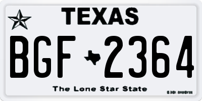 TX license plate BGF2364
