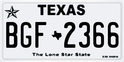 TX license plate BGF2366