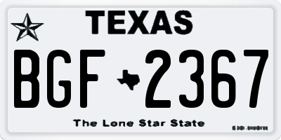 TX license plate BGF2367