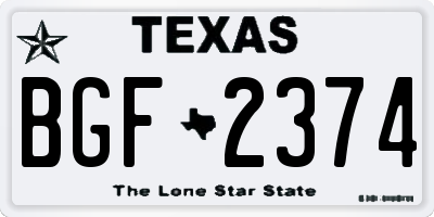 TX license plate BGF2374