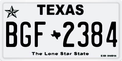 TX license plate BGF2384