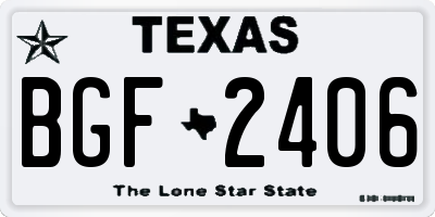 TX license plate BGF2406