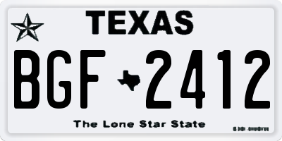 TX license plate BGF2412