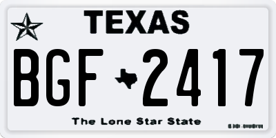 TX license plate BGF2417
