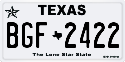 TX license plate BGF2422