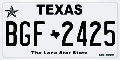 TX license plate BGF2425