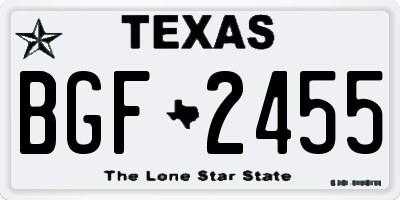 TX license plate BGF2455