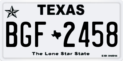 TX license plate BGF2458