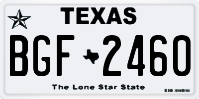 TX license plate BGF2460