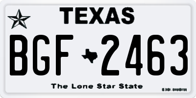 TX license plate BGF2463