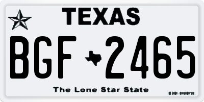 TX license plate BGF2465