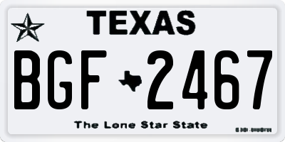 TX license plate BGF2467