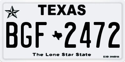 TX license plate BGF2472