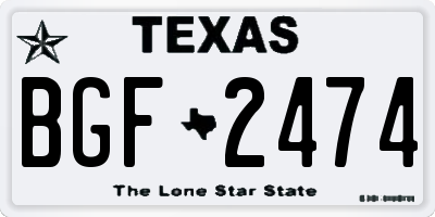 TX license plate BGF2474