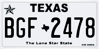 TX license plate BGF2478