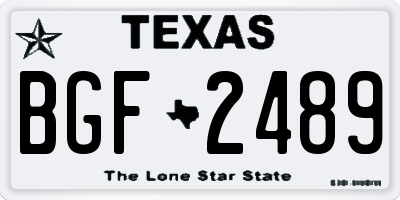 TX license plate BGF2489