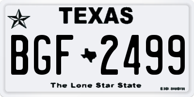 TX license plate BGF2499