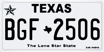 TX license plate BGF2506