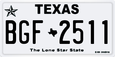 TX license plate BGF2511