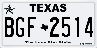 TX license plate BGF2514