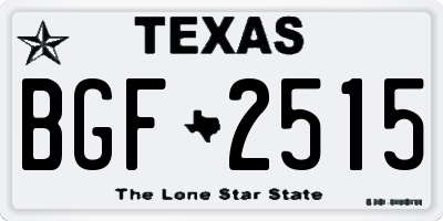 TX license plate BGF2515