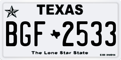 TX license plate BGF2533