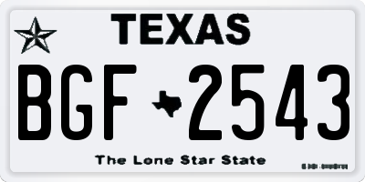 TX license plate BGF2543