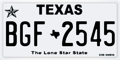 TX license plate BGF2545