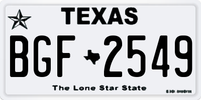 TX license plate BGF2549