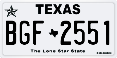 TX license plate BGF2551