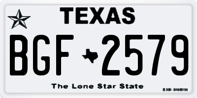 TX license plate BGF2579