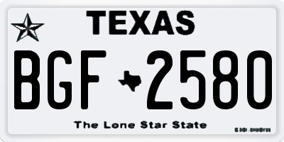 TX license plate BGF2580
