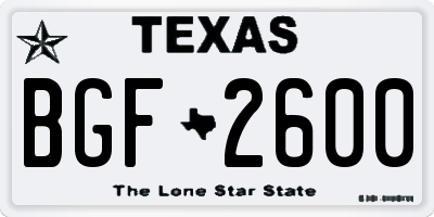 TX license plate BGF2600