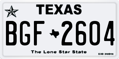 TX license plate BGF2604