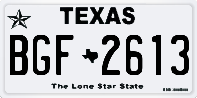 TX license plate BGF2613