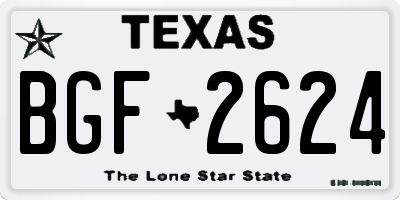 TX license plate BGF2624
