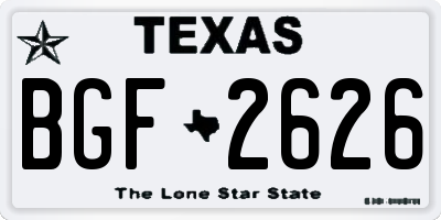 TX license plate BGF2626