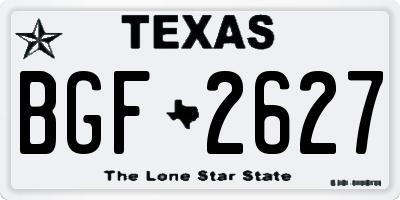 TX license plate BGF2627
