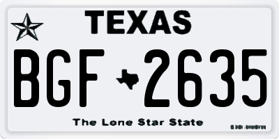 TX license plate BGF2635