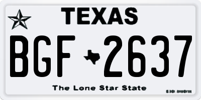 TX license plate BGF2637
