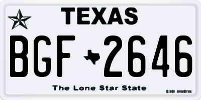 TX license plate BGF2646