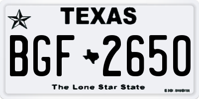 TX license plate BGF2650